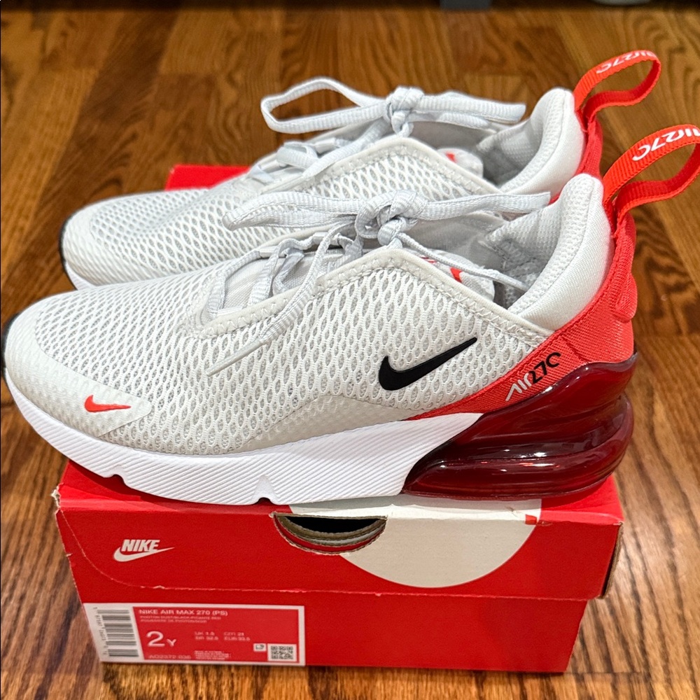 Nike Air Max 270 White and Red Shoes